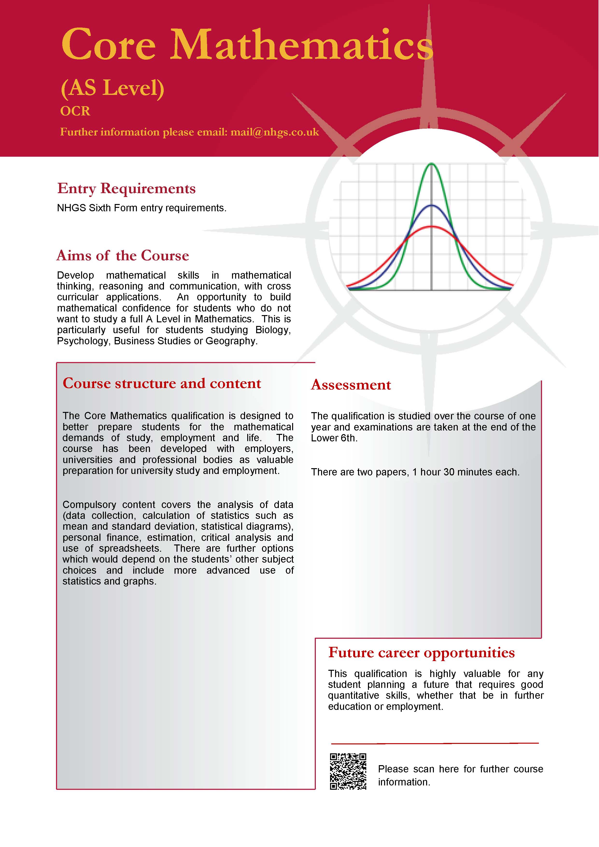 Mathematics and Further Mathematics A Level Course Flyer, NHGS Sixth Form