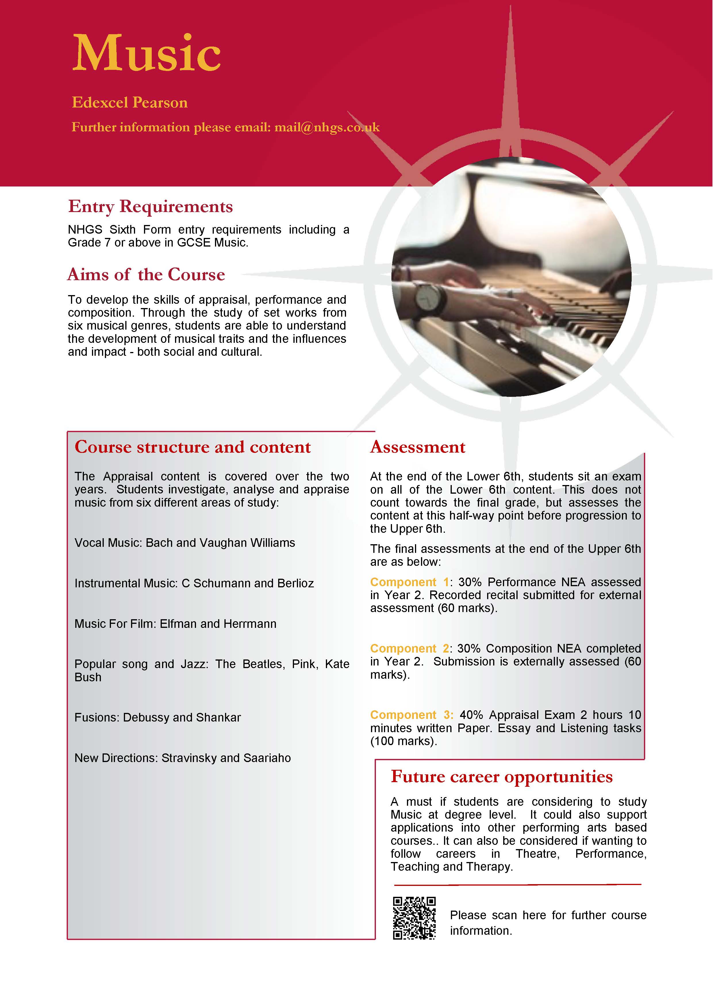 Music A Level Course Flyer, NHGS Sixth Form